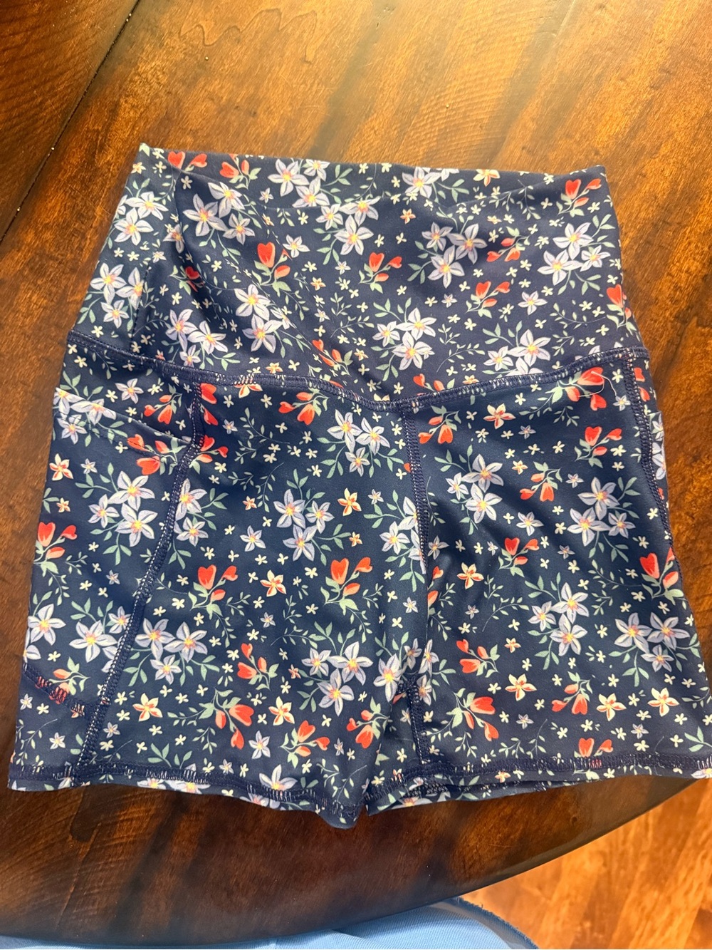 Evolution and Creation Navy Floral High-Waist Athletic Shorts - Picture 2 of 4